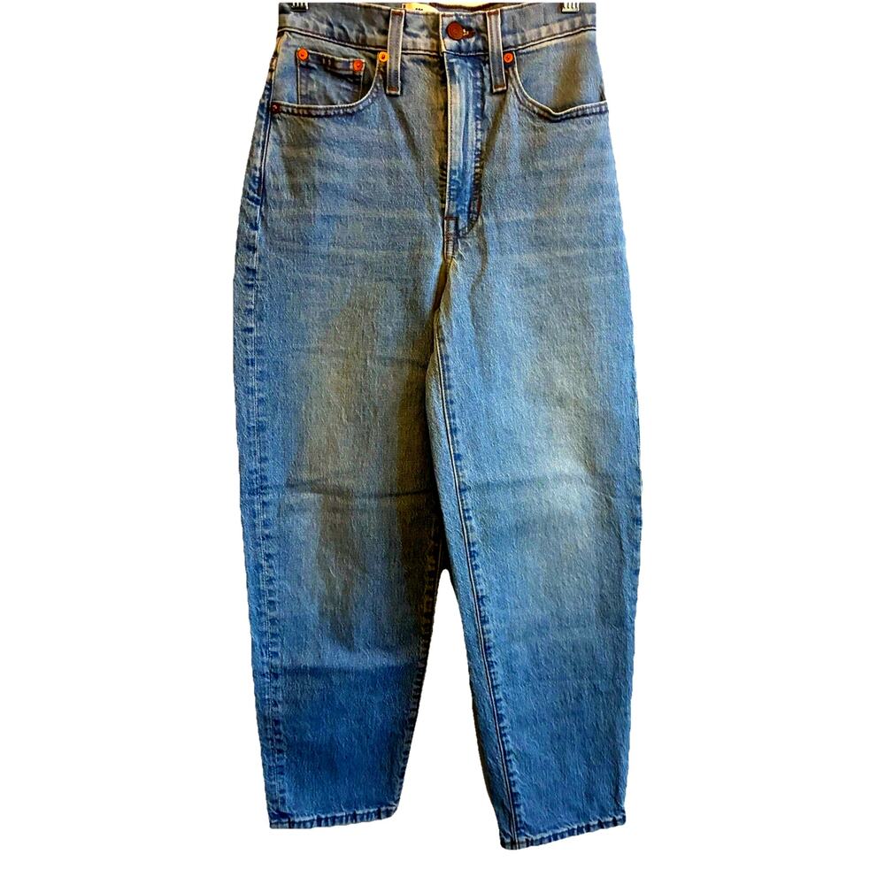 Madewell Balloon Jeans Barrel High Waisted Crop Ankle Light Denim Womens 23 EUC